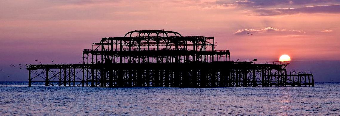Brighton's west pier is a fire ravaged iron skeleton