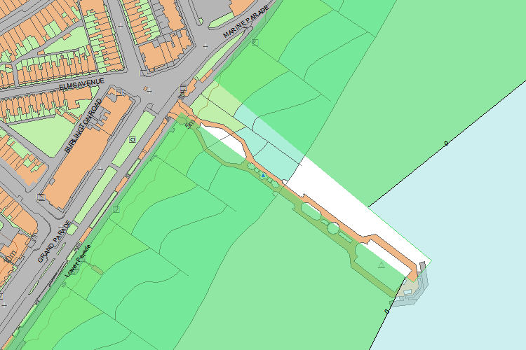 Historic England pier location map, Eastbourne, East Sussex