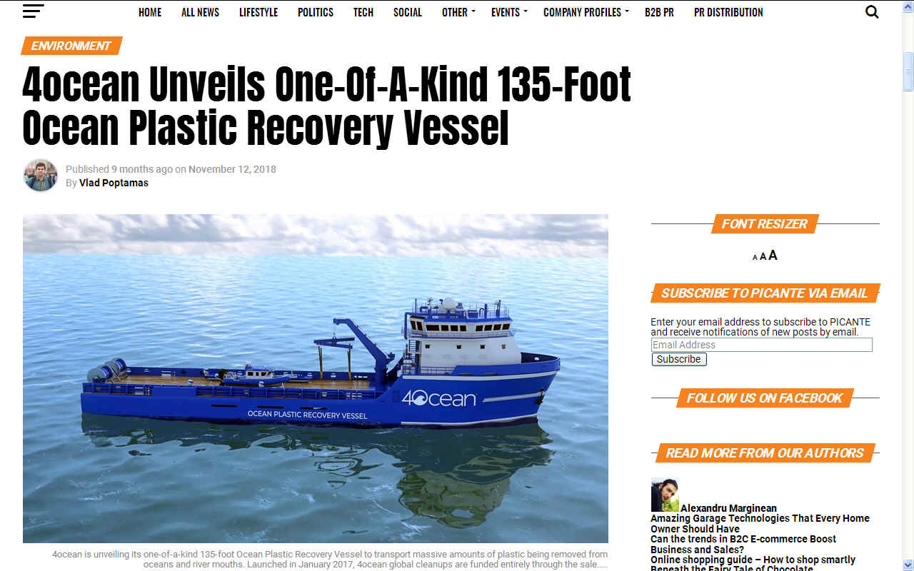 4Ocean 135 feet plastic recovery vessel