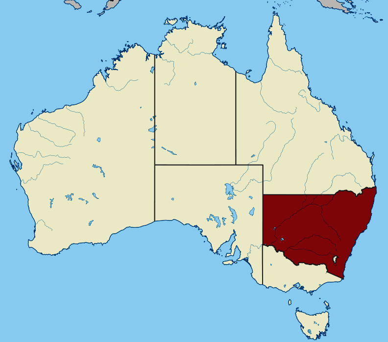 Location map of New South Wales, Australia