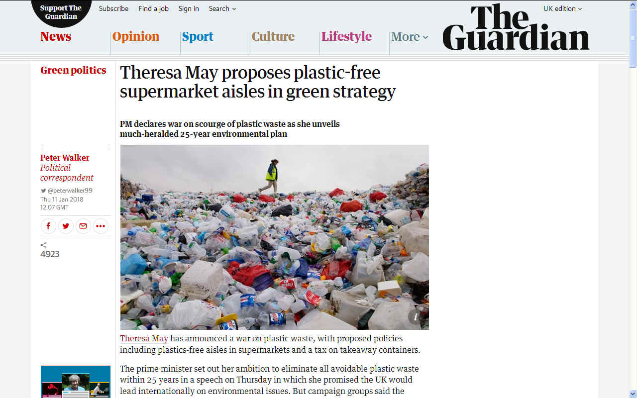 The Guardian: Theresa May's war on plastic in supermarkets