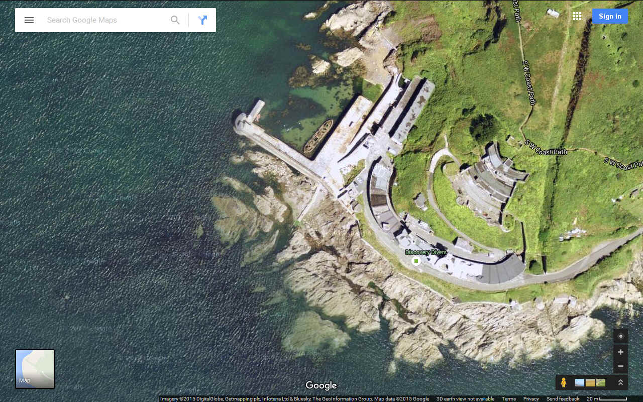 Satellite picture of Fort Bovisand from Google maps
