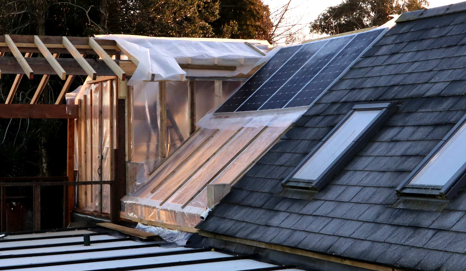 Solar panels on a frosty February morning